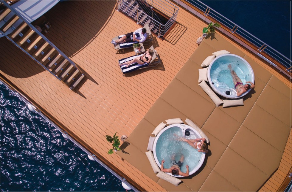 Symphony yacht's hot tubs